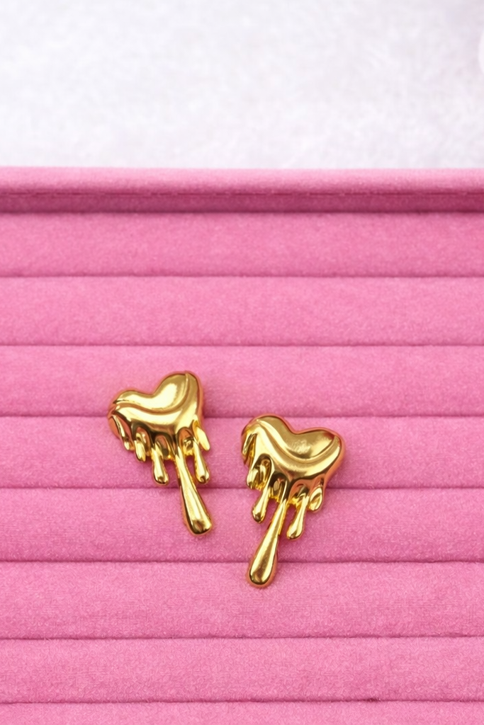 Melted Heart Gold Studs