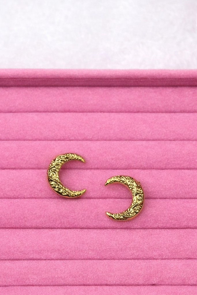 Luna Crescent Gold Studs