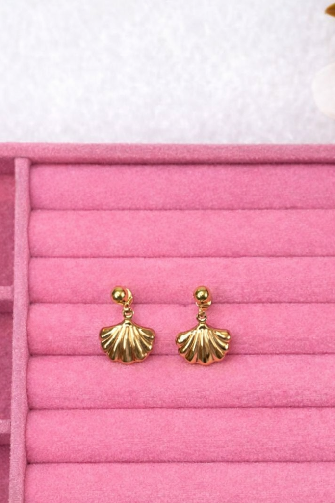 Pearl Shell Gold Drop Earrings