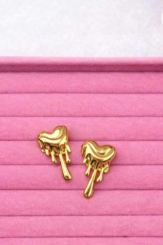 Melted Heart Gold Studs