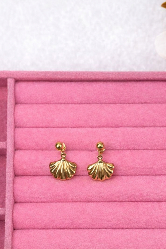 Pearl Shell Gold Drop Earrings