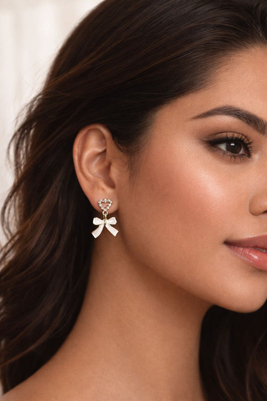 White Bow Earring