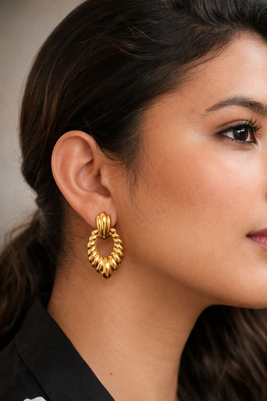 Aurelia Twist Gold Drop Earrings