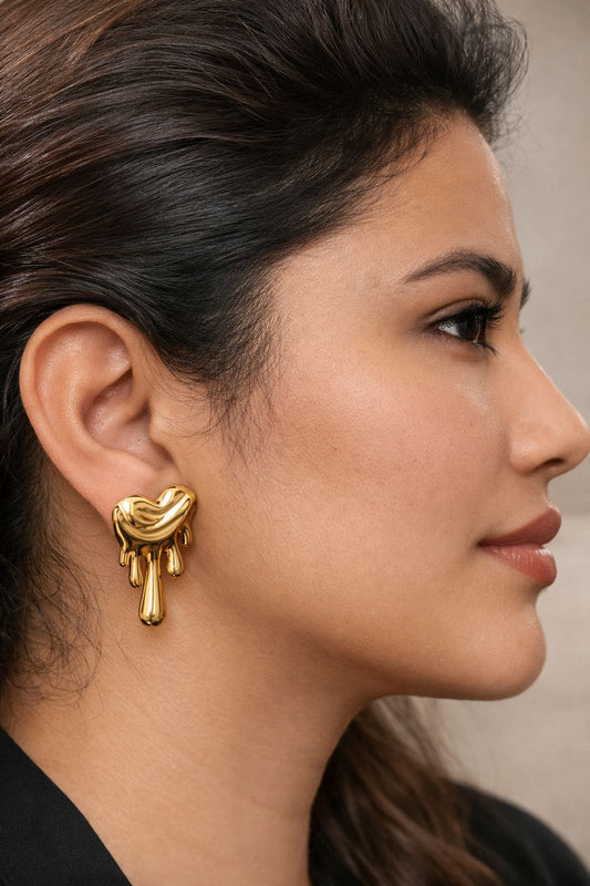 Melted Heart Gold Studs