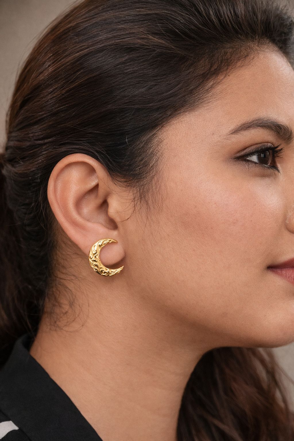 Luna Crescent Gold Studs