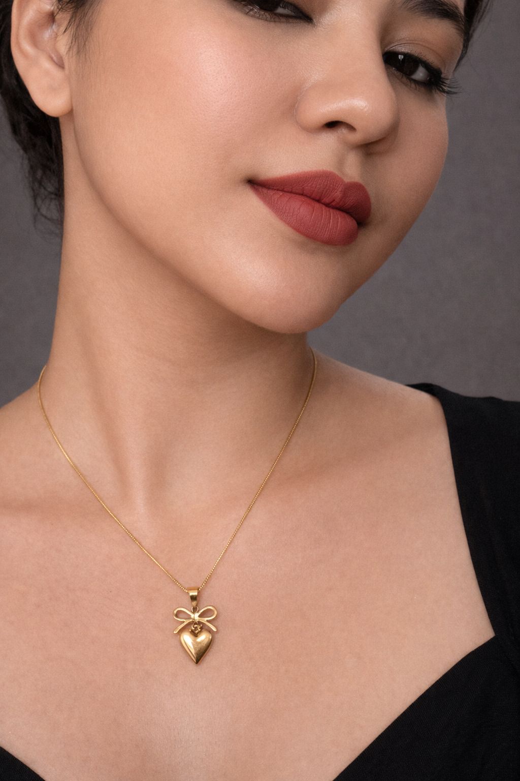 Bow Heart Necklace