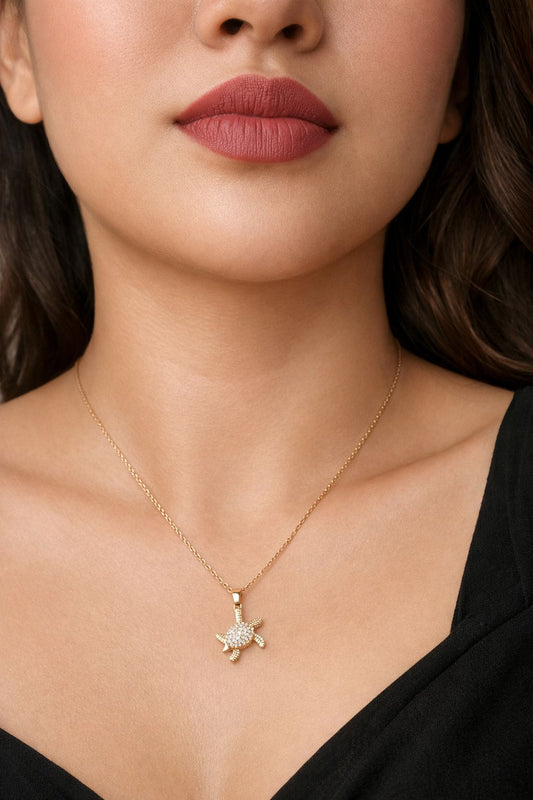 Golden Turtle Charm Necklace